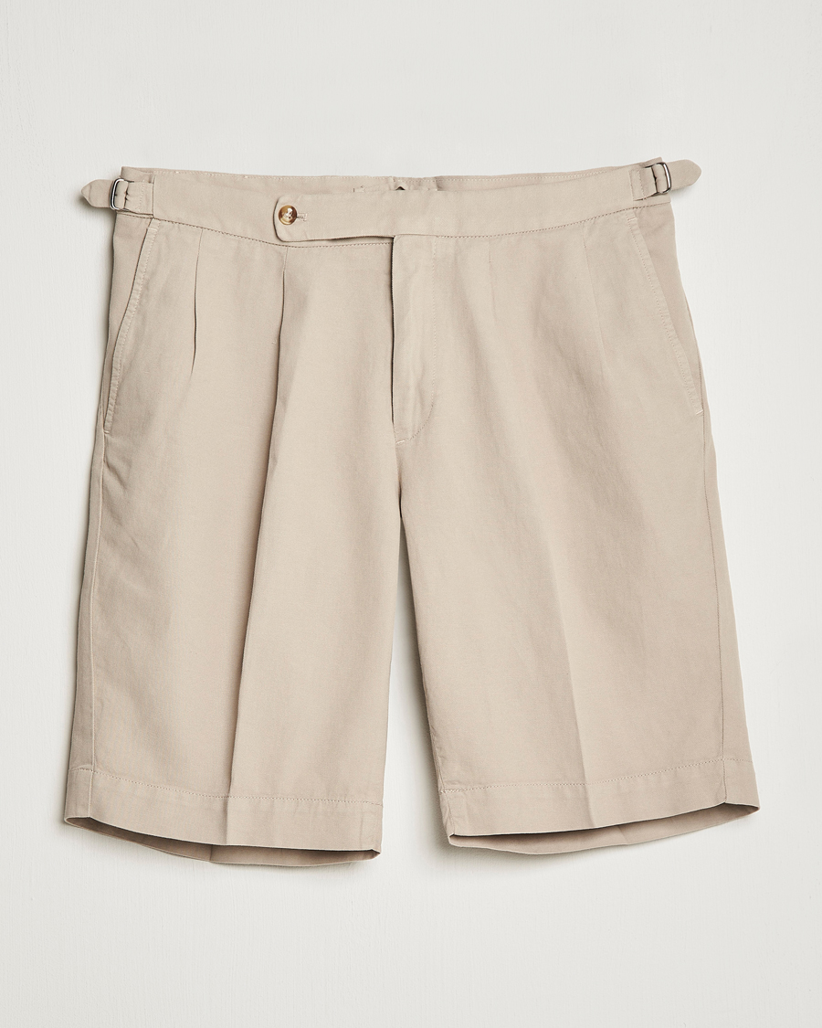 Herren | Shorts | Incotex | Pleated Chinolino Shorts Beige