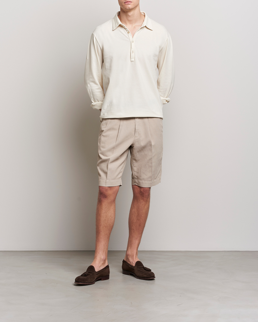 Herren | Shorts | Incotex | Pleated Chinolino Shorts Beige