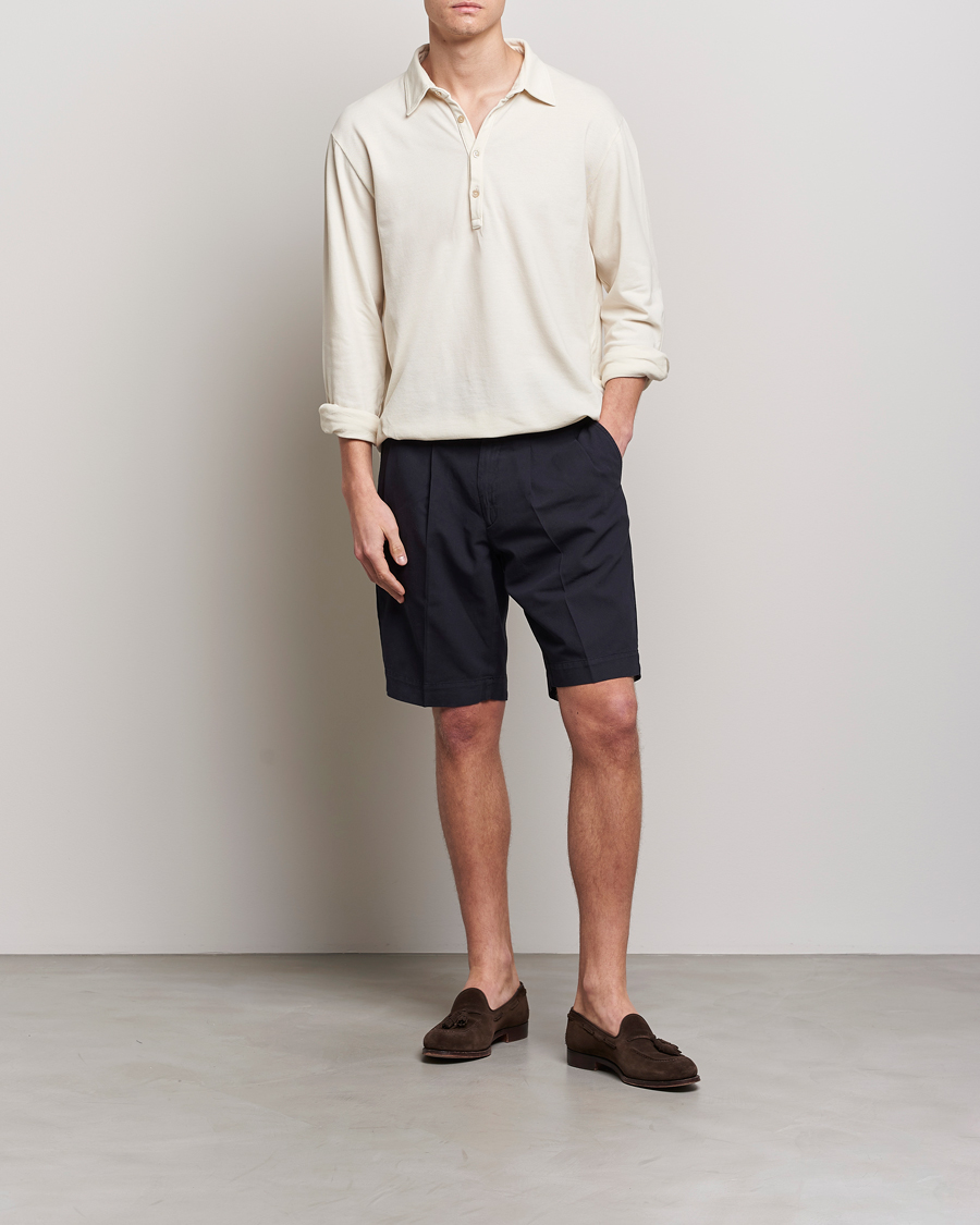 Herren | Shorts | Incotex | Pleated Chinolino Shorts Navy