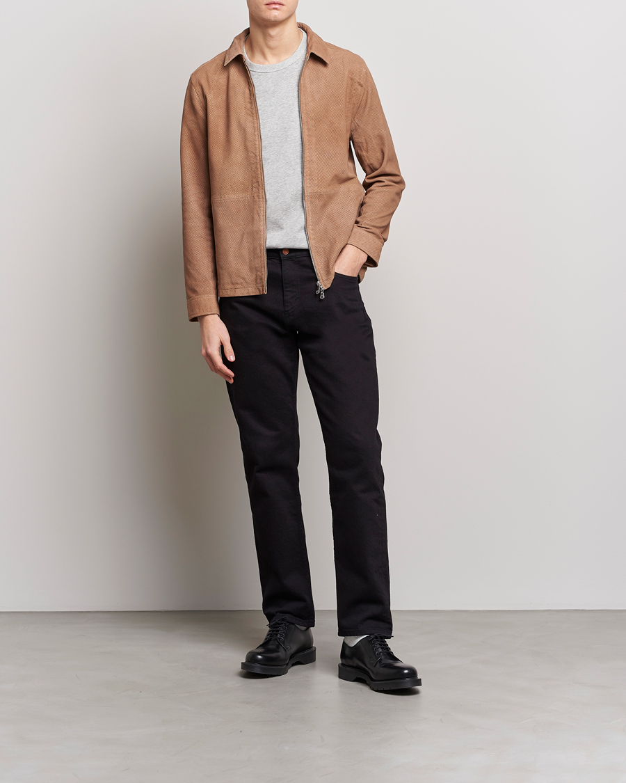 Herren | Jacken | J.Lindeberg | Jonah Perforated Suede Overshirt Tiger Brown