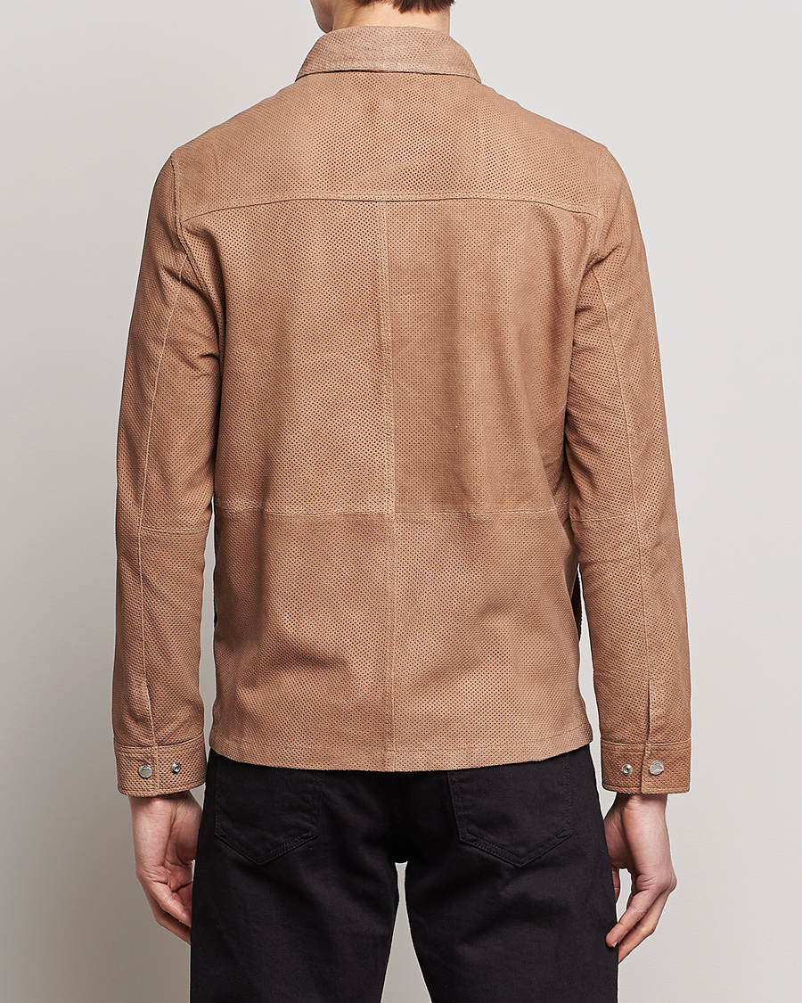 Herren | Jacken | J.Lindeberg | Jonah Perforated Suede Overshirt Tiger Brown