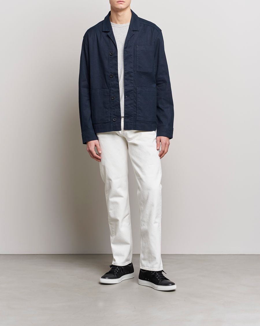 Herren | Hemden | J.Lindeberg | Errol Linen/Cotton Workwear Overshirt Navy