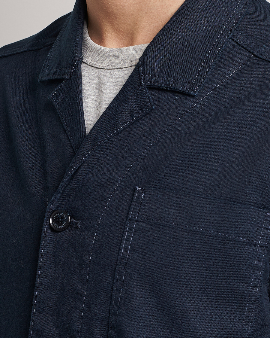 Herren | Hemden | J.Lindeberg | Errol Linen/Cotton Workwear Overshirt Navy