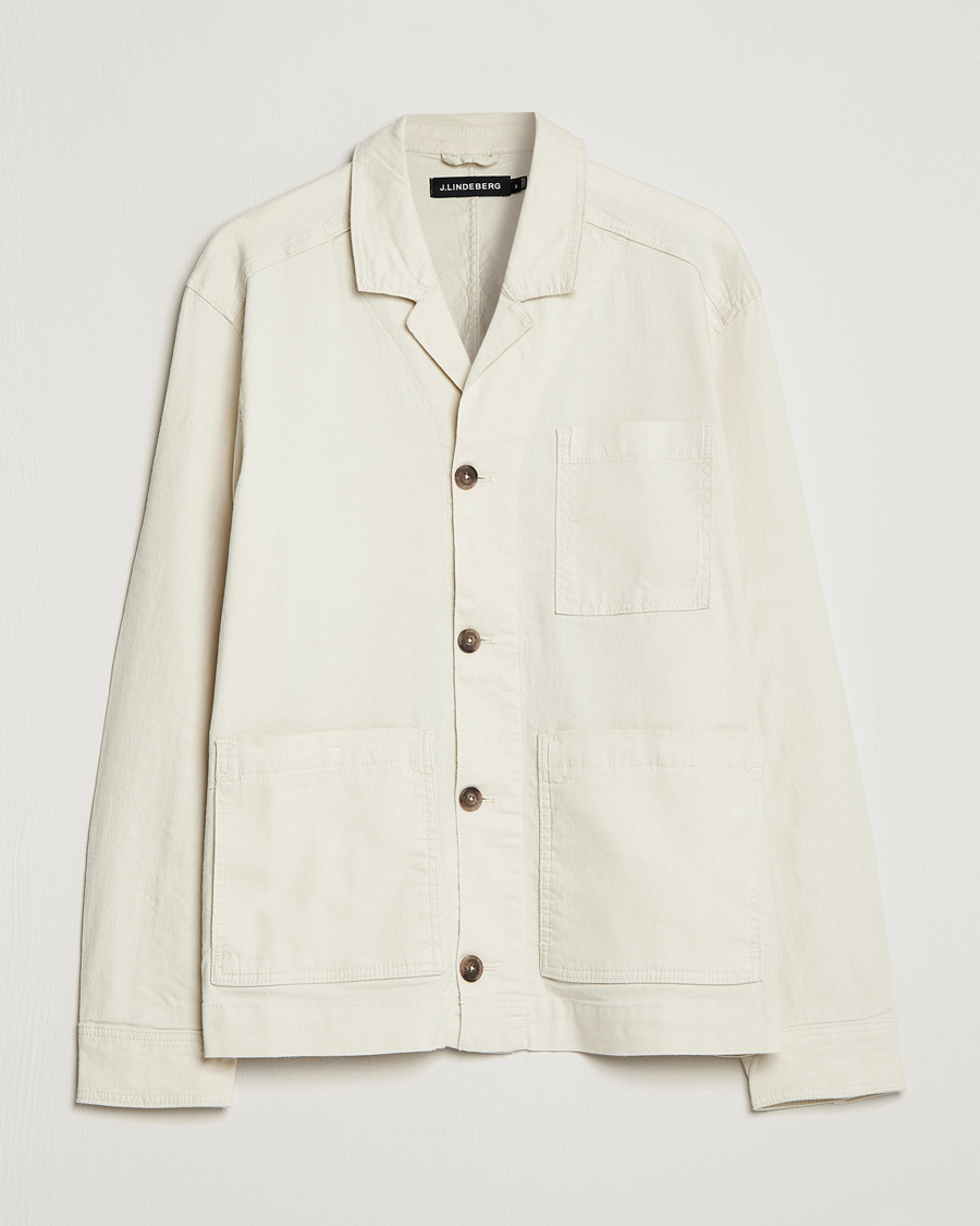 Herren | Hemden | J.Lindeberg | Errol Linen/Cotton Workwear Overshirt Turtledove