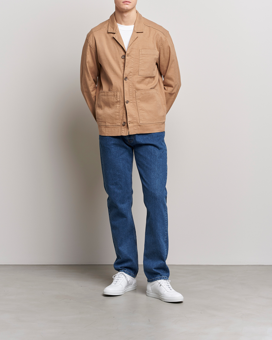 Herren | Hemden | J.Lindeberg | Errol Linen/Cotton Workwear Overshirt Tiger Brown