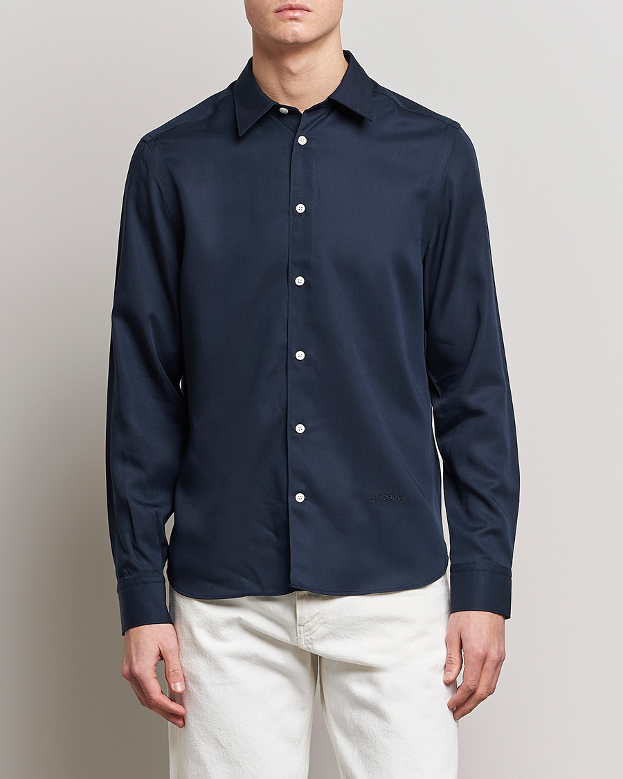 Herren | Hemden | J.Lindeberg | Slim Fit Comfort Tencel Shirt Navy