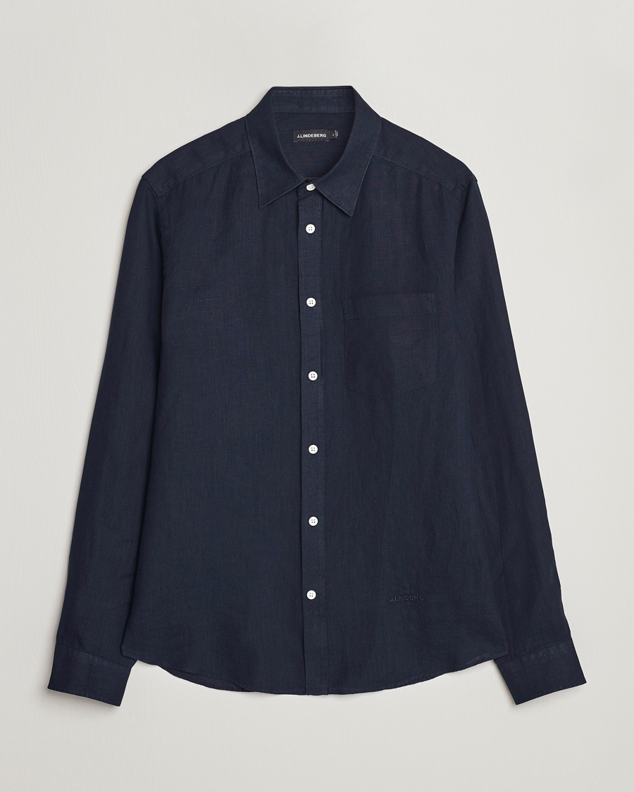 Herren | Hemden | J.Lindeberg | Slim Fit Clean Linen Shirt Navy