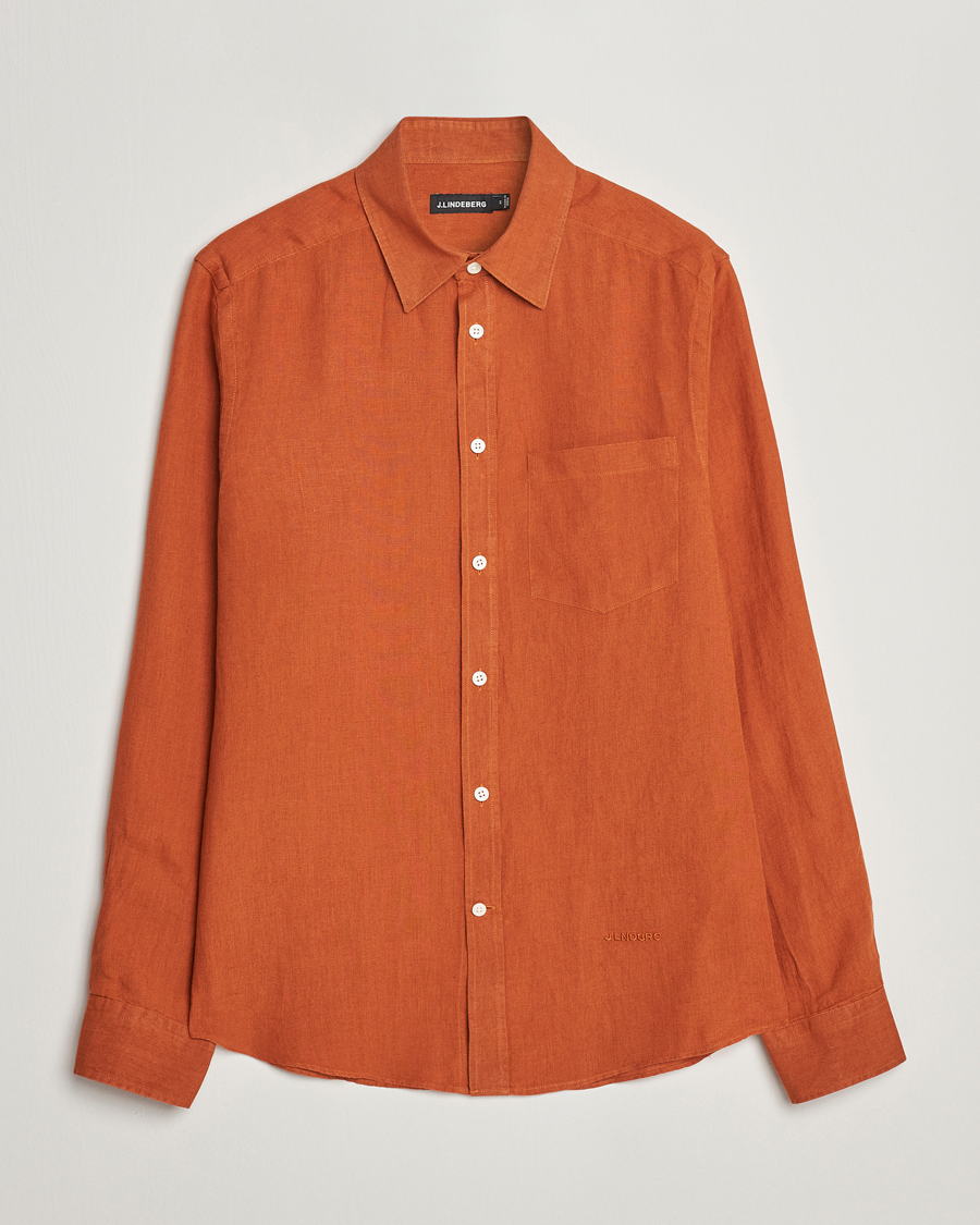 Herren | Hemden | J.Lindeberg | Slim Fit Clean Linen Shirt Bombay Brown