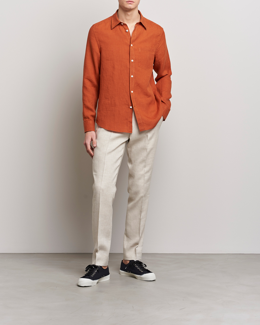 Herren | Hemden | J.Lindeberg | Slim Fit Clean Linen Shirt Bombay Brown
