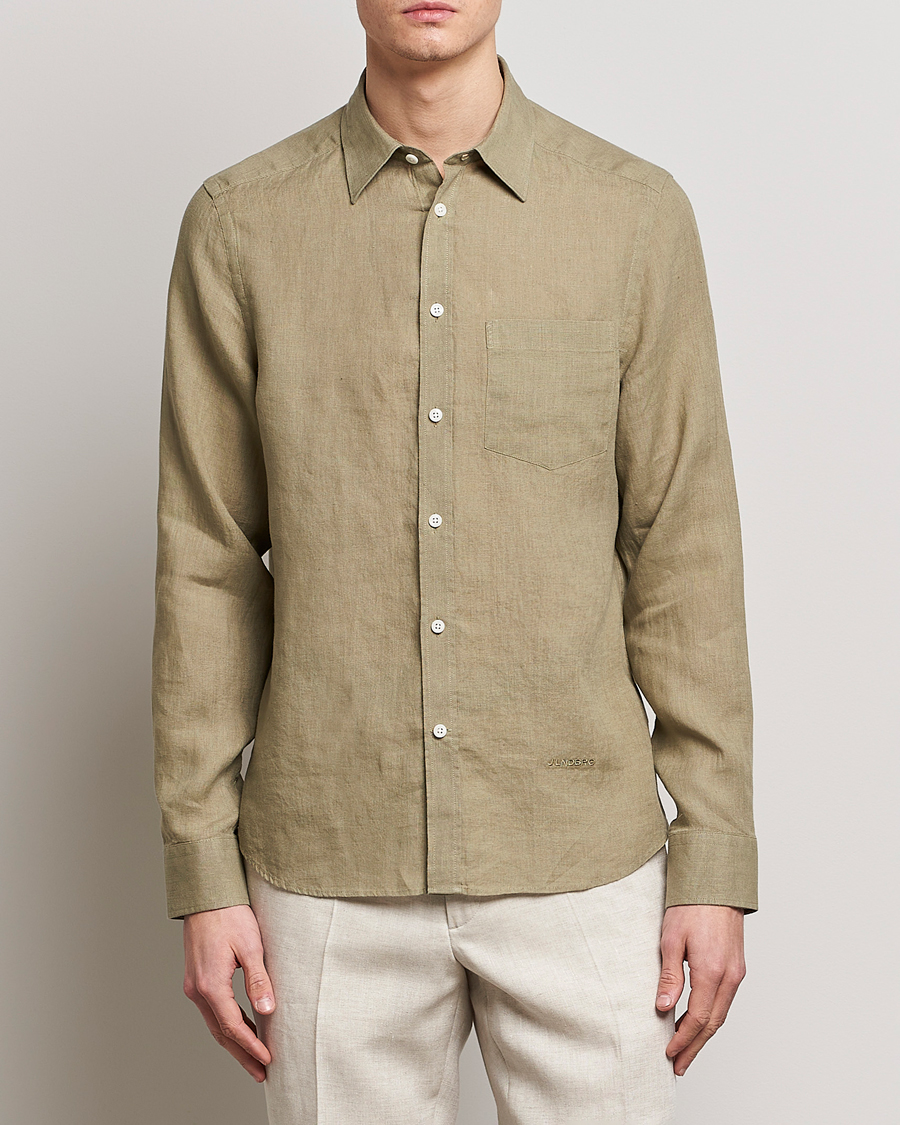 Herren | Hemden | J.Lindeberg | Slim Fit Clean Linen Shirt Aloe