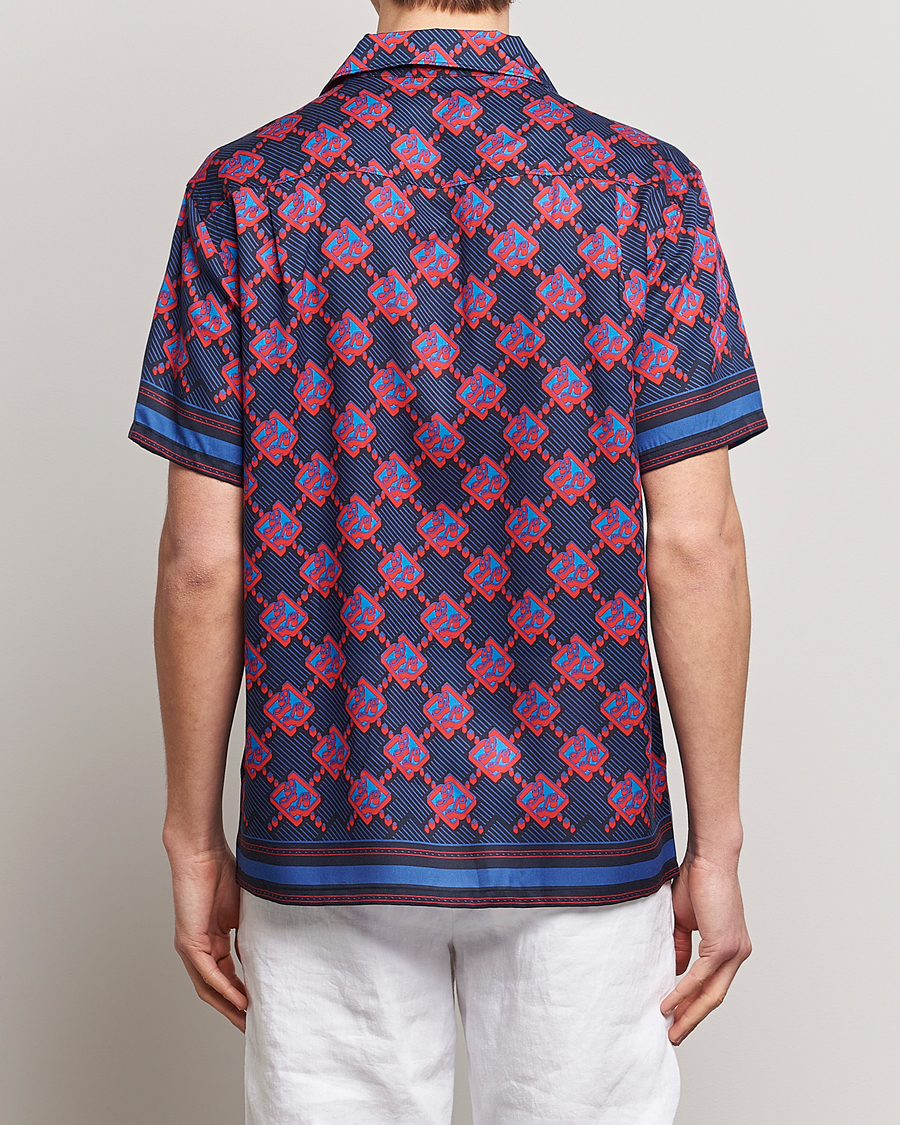 Herren | Hemden | J.Lindeberg | Elio Diamond JL Print Short Sleev Lyocell Shirt Navy