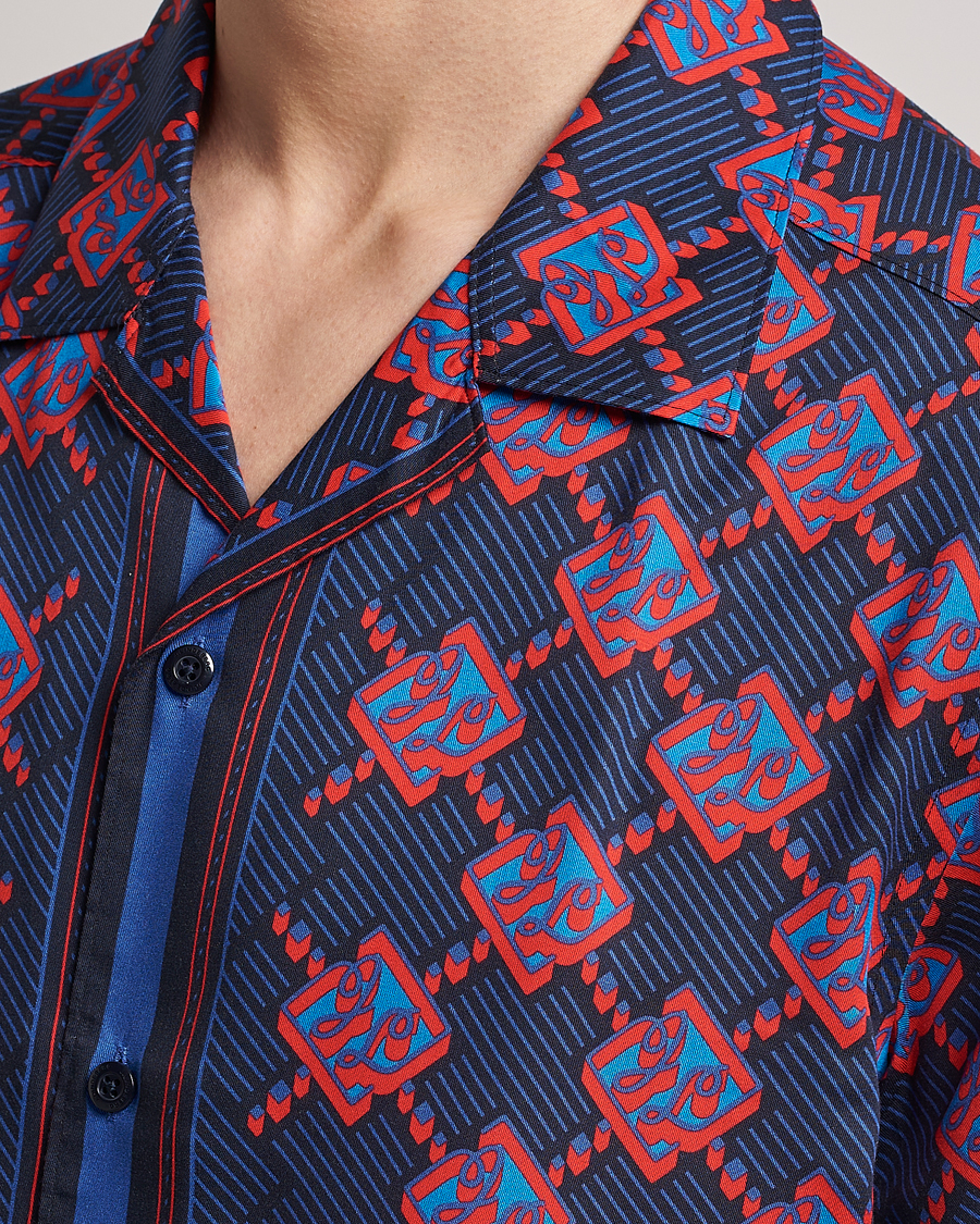 Herren | Hemden | J.Lindeberg | Elio Diamond JL Print Short Sleev Lyocell Shirt Navy