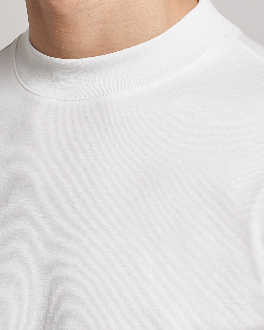 Herren | T-Shirts | J.Lindeberg | Ace Mock Neck Mercerized Cotton T-Shirt White
