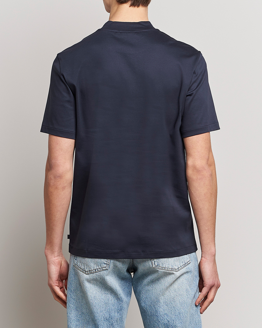 Herren | T-Shirts | J.Lindeberg | Ace Mock Neck Mercerized Cotton T-Shirt Navy