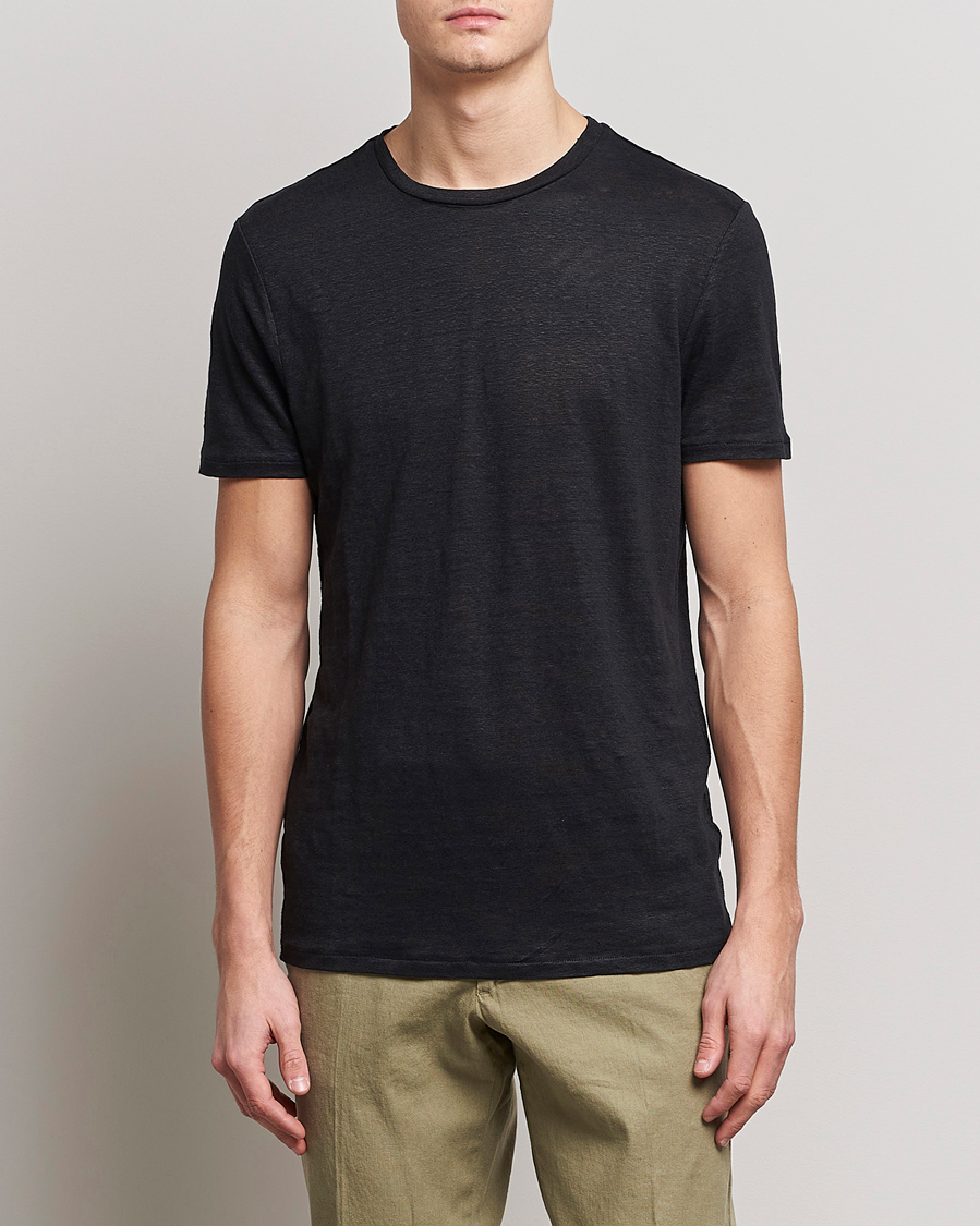 Herren | T-Shirts | J.Lindeberg | Coma Linen Tee Black