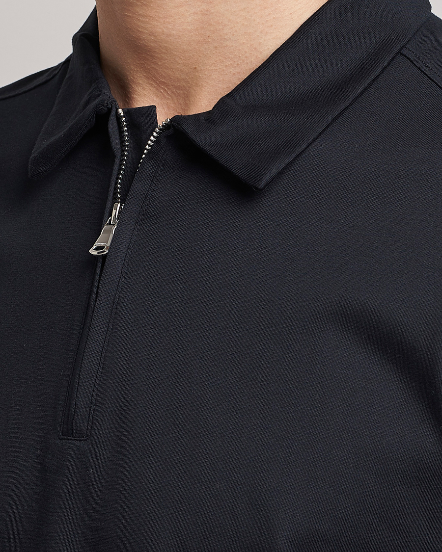 Herren | Poloshirts | J.Lindeberg | Asher Zip Mercerized Cotton Polo Black