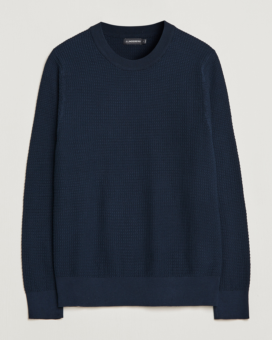 Herren | Pullover | J.Lindeberg | Arthur Structure Organic Cotton Crew Neck Navy