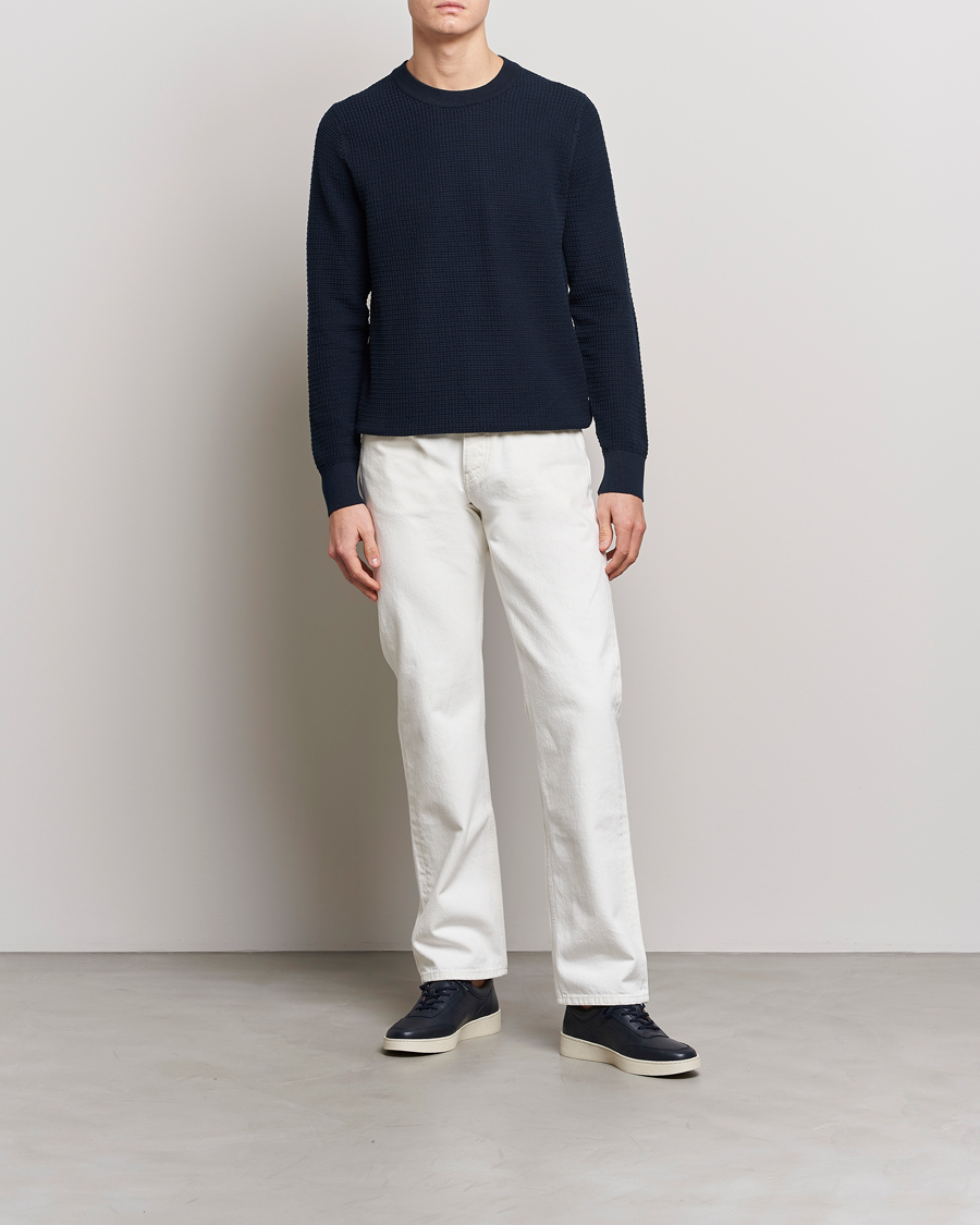 Herren | Pullover | J.Lindeberg | Arthur Structure Organic Cotton Crew Neck Navy