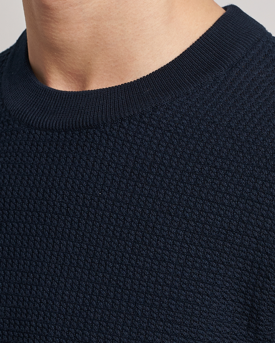 Herren | Pullover | J.Lindeberg | Arthur Structure Organic Cotton Crew Neck Navy
