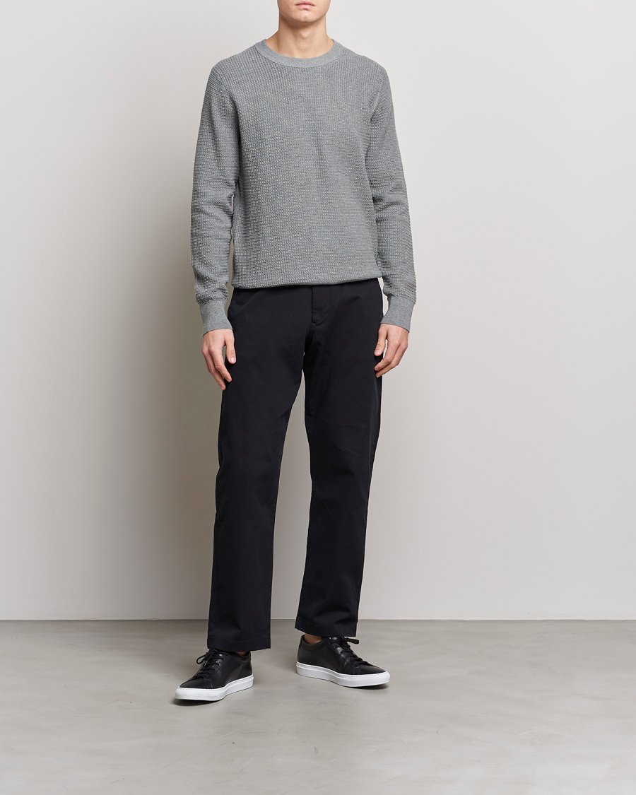 Herren | Pullover | J.Lindeberg | Arthur Structure Organic Cotton Crew Neck Light Grey