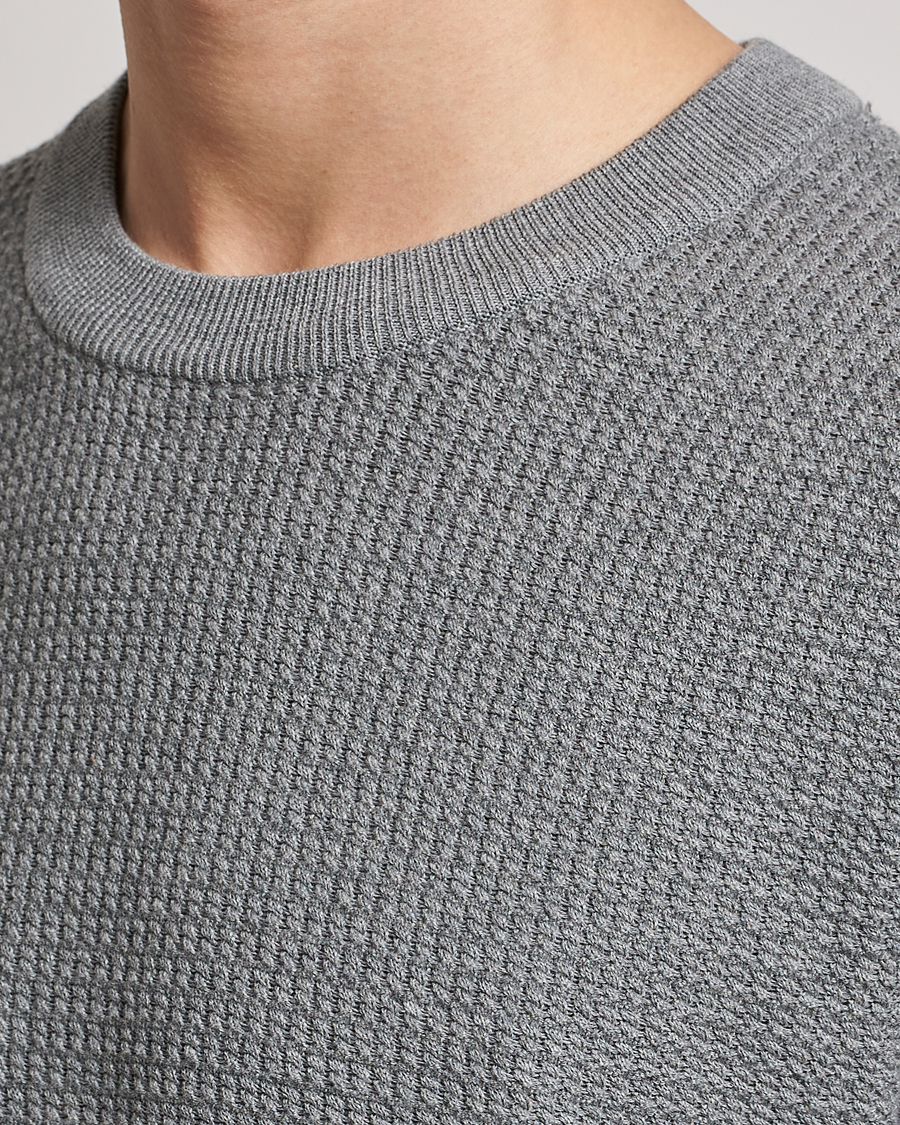 Herren | Pullover | J.Lindeberg | Arthur Structure Organic Cotton Crew Neck Light Grey
