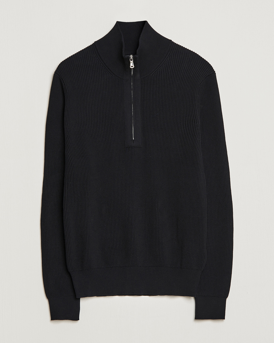 Herren | Pullover | J.Lindeberg | Alex Half Zip Organic Cotton Sweater Black