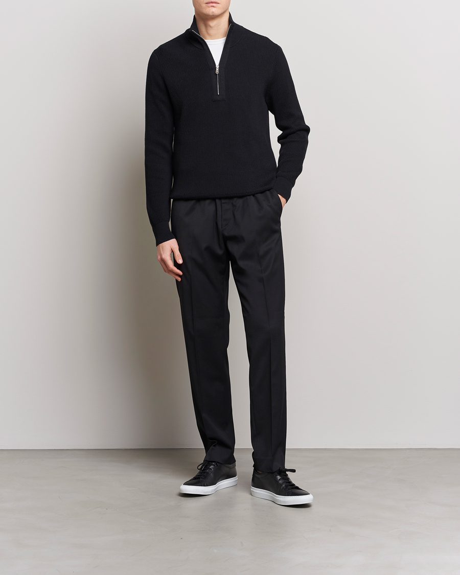 Herren | Pullover | J.Lindeberg | Alex Half Zip Organic Cotton Sweater Black
