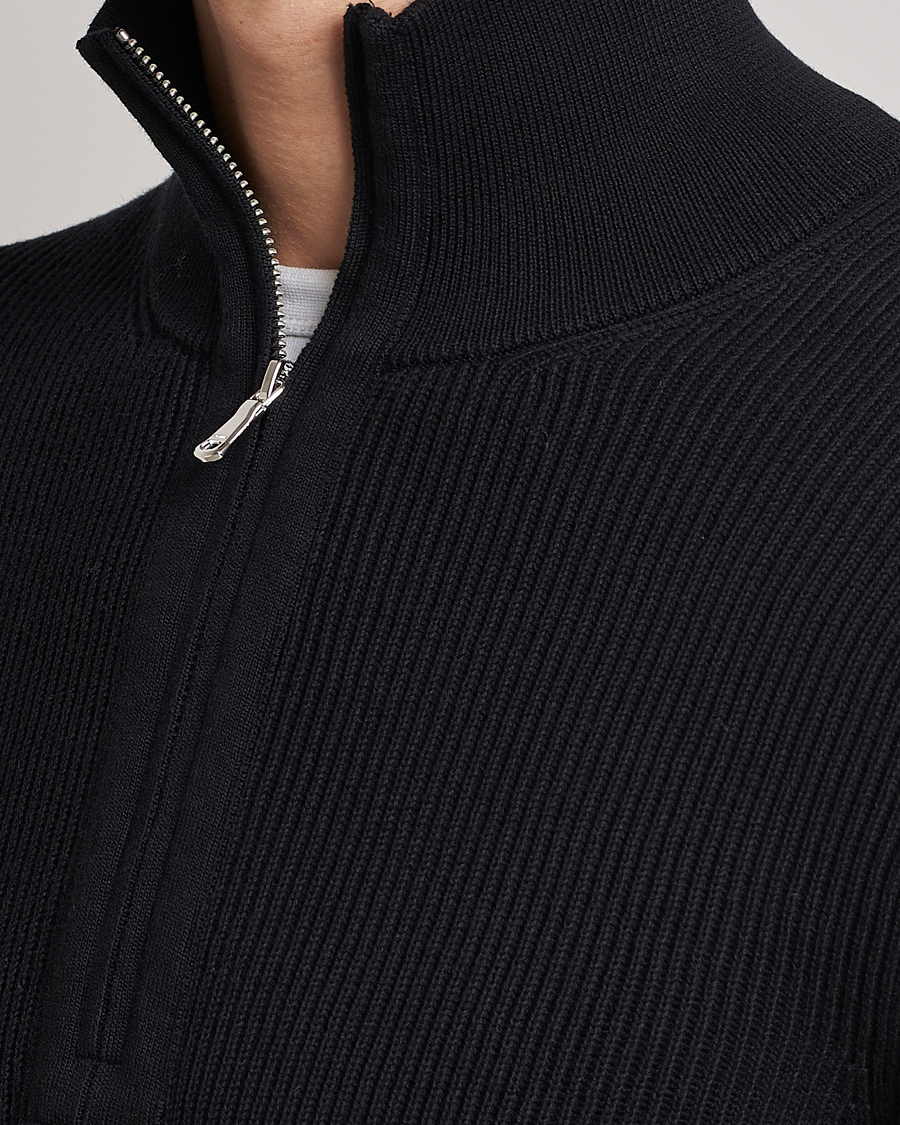 Herren | Pullover | J.Lindeberg | Alex Half Zip Organic Cotton Sweater Black
