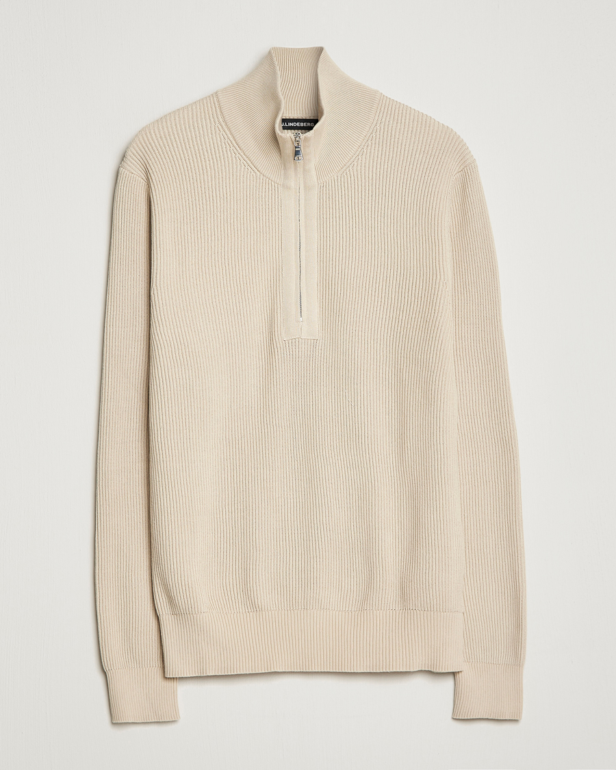 Herren | Pullover | J.Lindeberg | Alex Half Zip Organic Cotton Sweater Turtledove