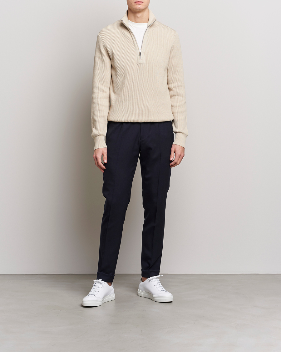 Herren | Pullover | J.Lindeberg | Alex Half Zip Organic Cotton Sweater Turtledove