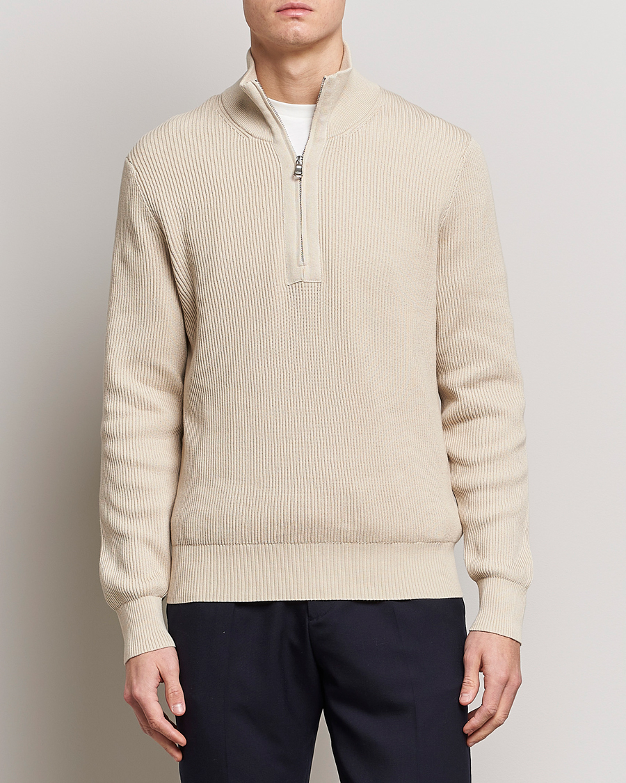Herren | Pullover | J.Lindeberg | Alex Half Zip Organic Cotton Sweater Turtledove