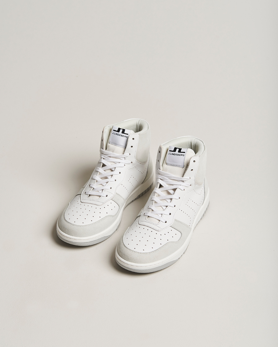 Herren | J.Lindeberg Kane High Top Leather Sneaker White | J.Lindeberg | Kane High Top Leather Sneaker White