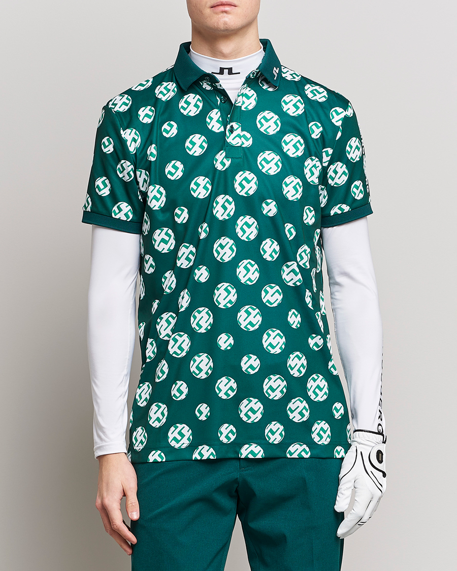 Herren | Poloshirts | J.Lindeberg | Tour Tech Regular Fit Printed Polo Rain Forest
