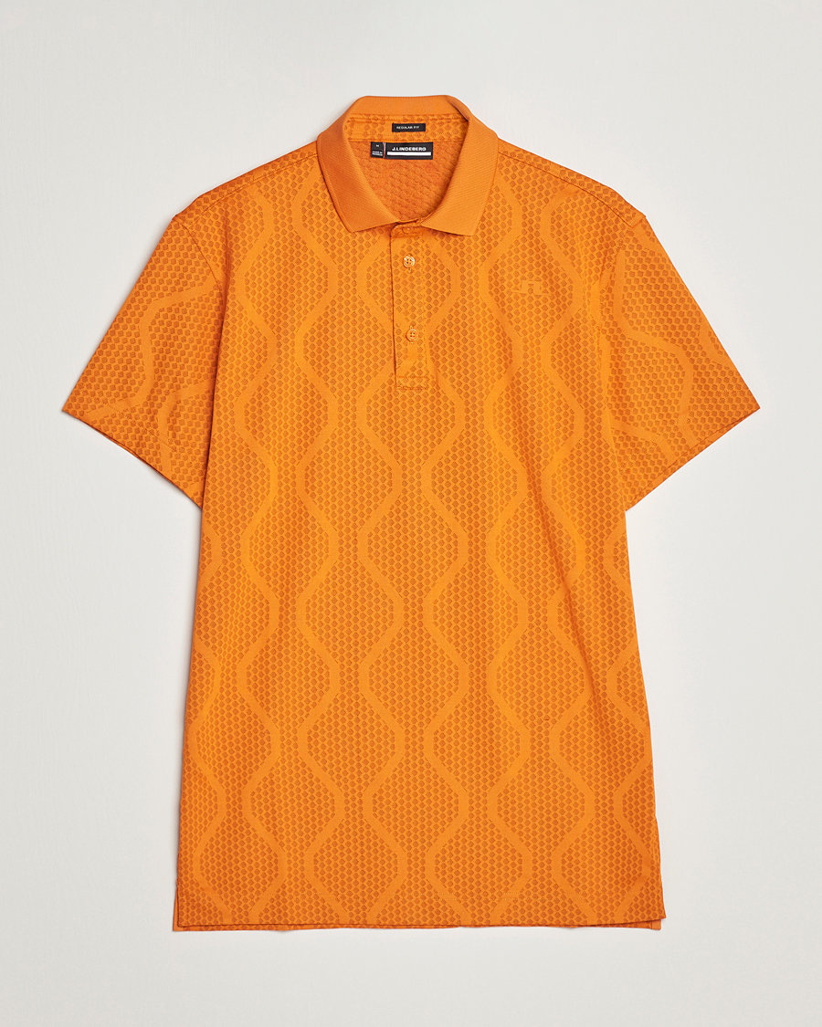 Herren | Poloshirts | J.Lindeberg | Mat Jacquard Regular Fit Polo Russet Orange