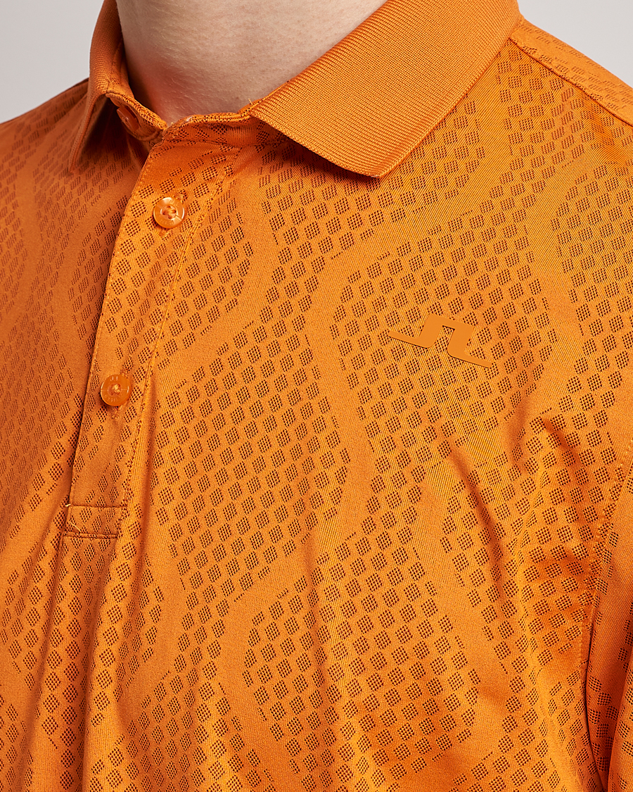 Herren | Poloshirts | J.Lindeberg | Mat Jacquard Regular Fit Polo Russet Orange