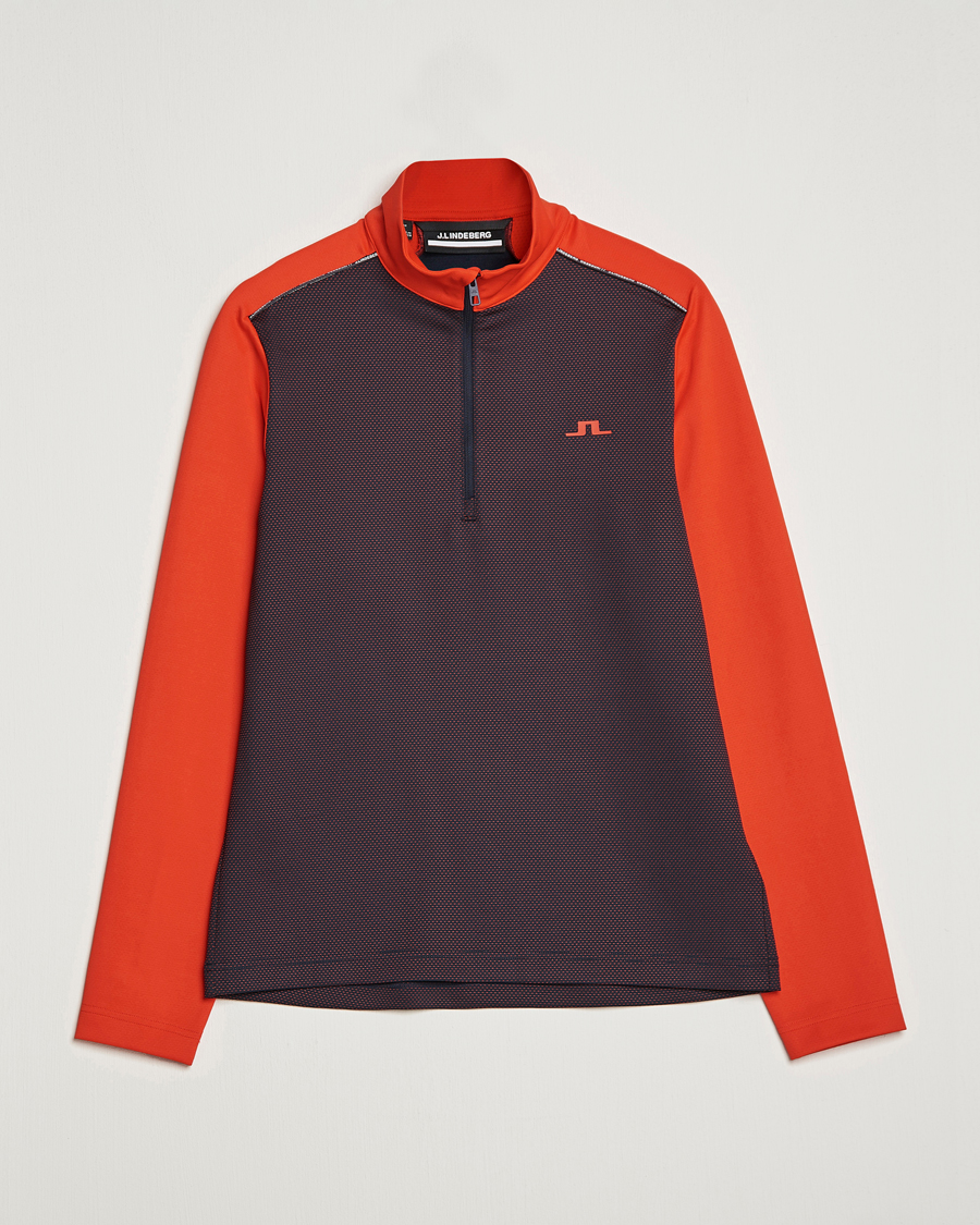 Herren | Pullover | J.Lindeberg | Terry Mid Layer Half Zip Fiery Red