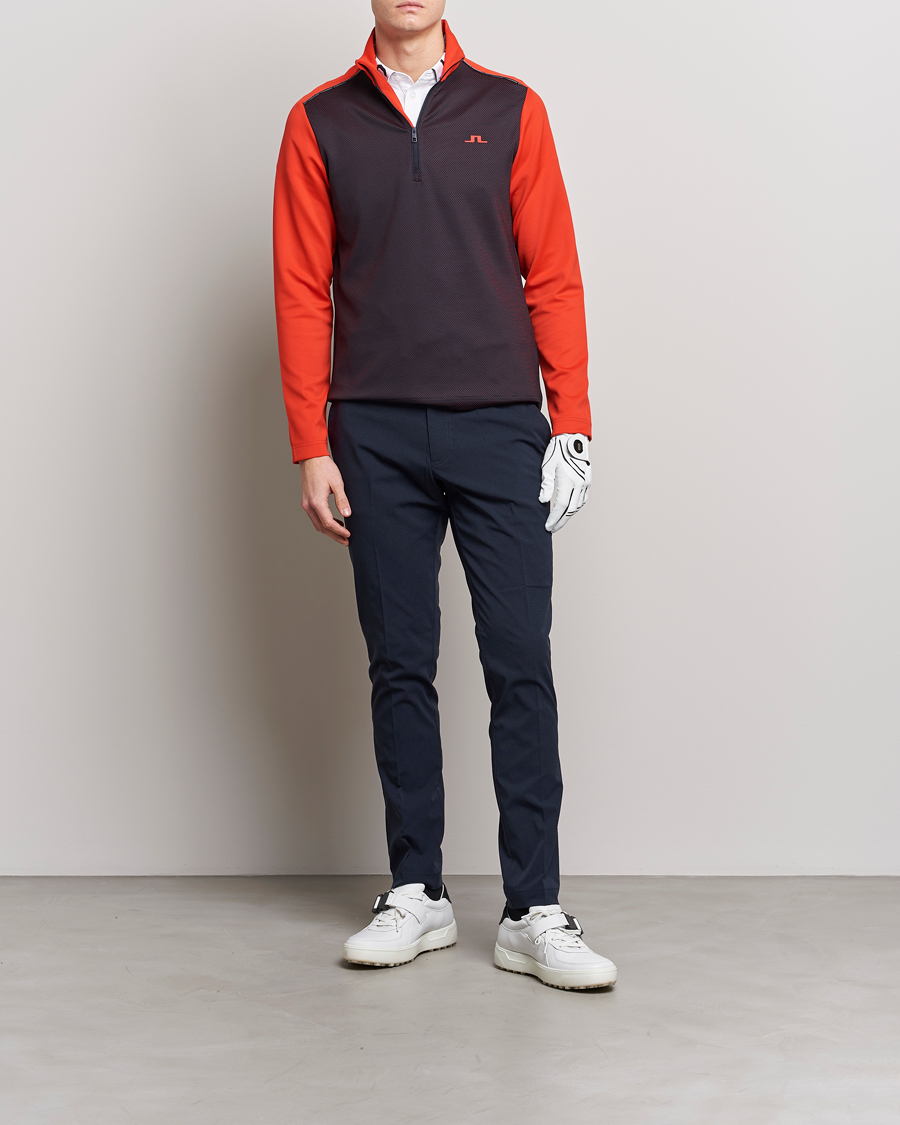 Herren | Pullover | J.Lindeberg | Terry Mid Layer Half Zip Fiery Red