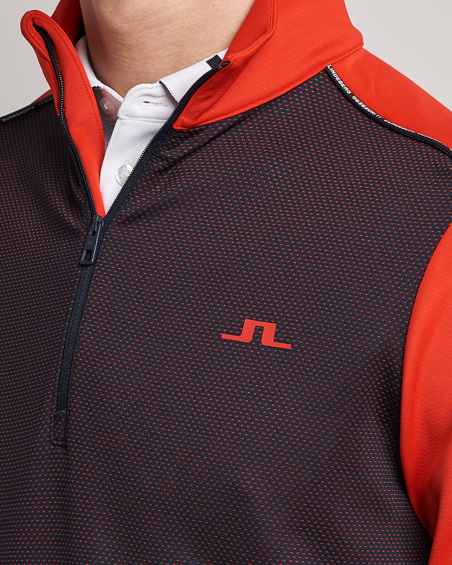 Herren | Pullover | J.Lindeberg | Terry Mid Layer Half Zip Fiery Red
