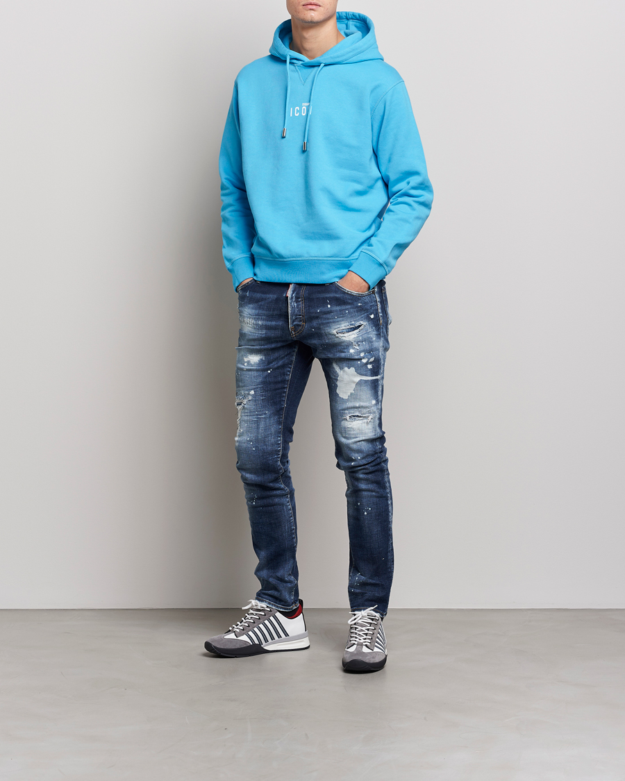 Herren | Pullover | Dsquared2 | Icon small Logo Hoodie Blue Miami