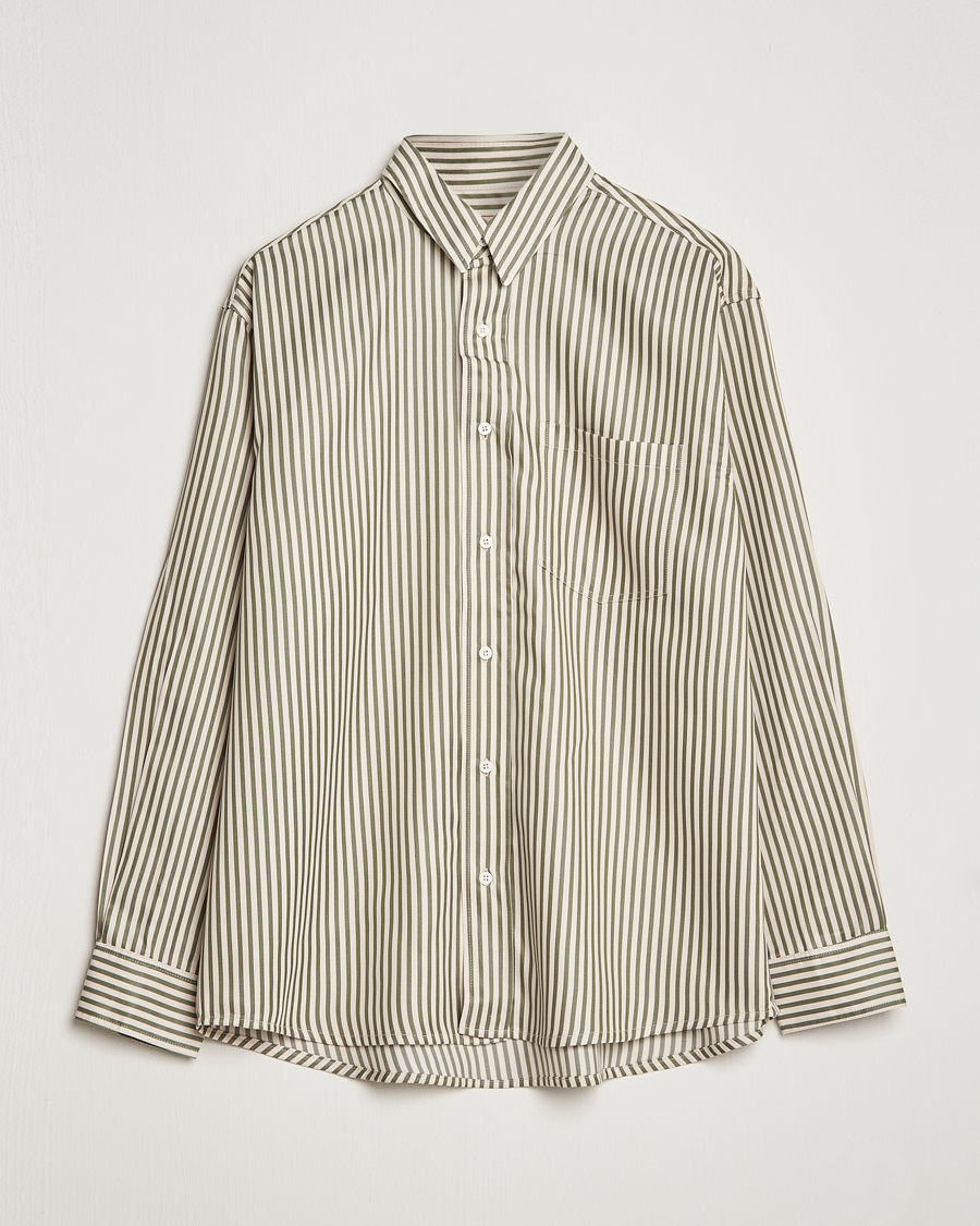 Herren | Hemden | Jeanerica | Come Tencel Striped Shirt Green/White