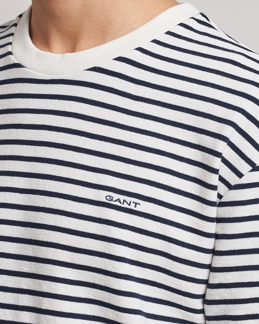 Herren | T-Shirts | GANT | Stripe Heavy Tee Eavning Blue
