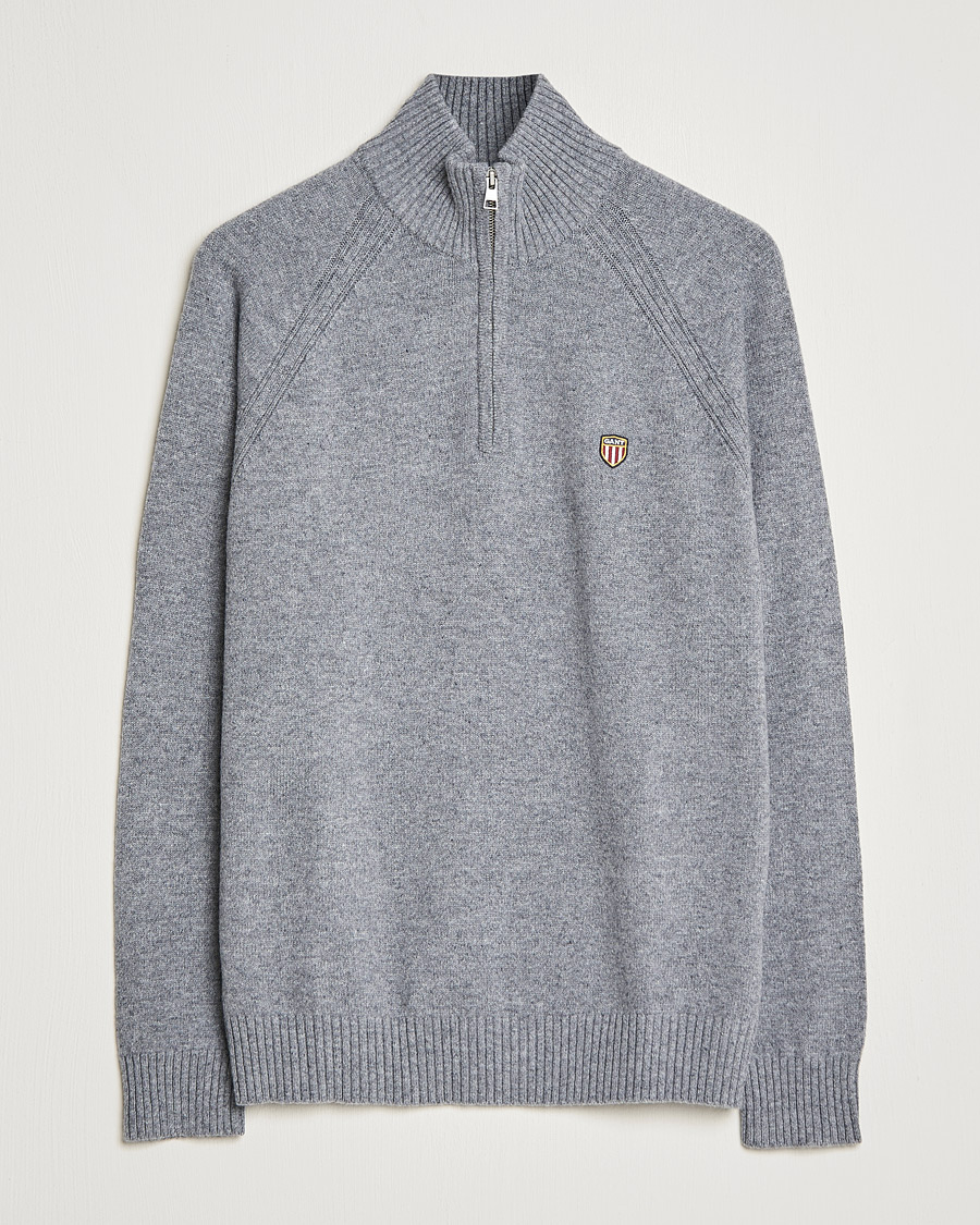 Herren | Pullover | GANT | Banner Shield Lambswool Half Zip Dark Grey Melange