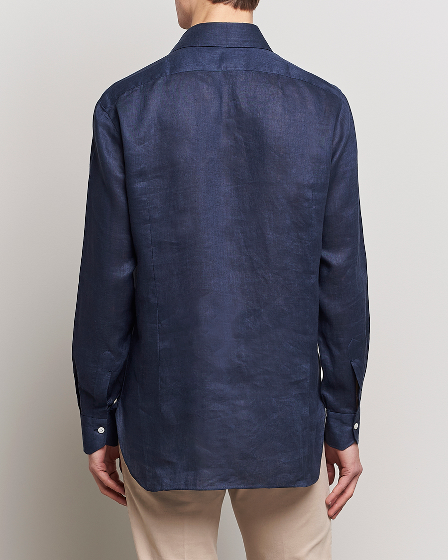 Herren | Hemden | Kiton | Linen Sport Shirt Navy
