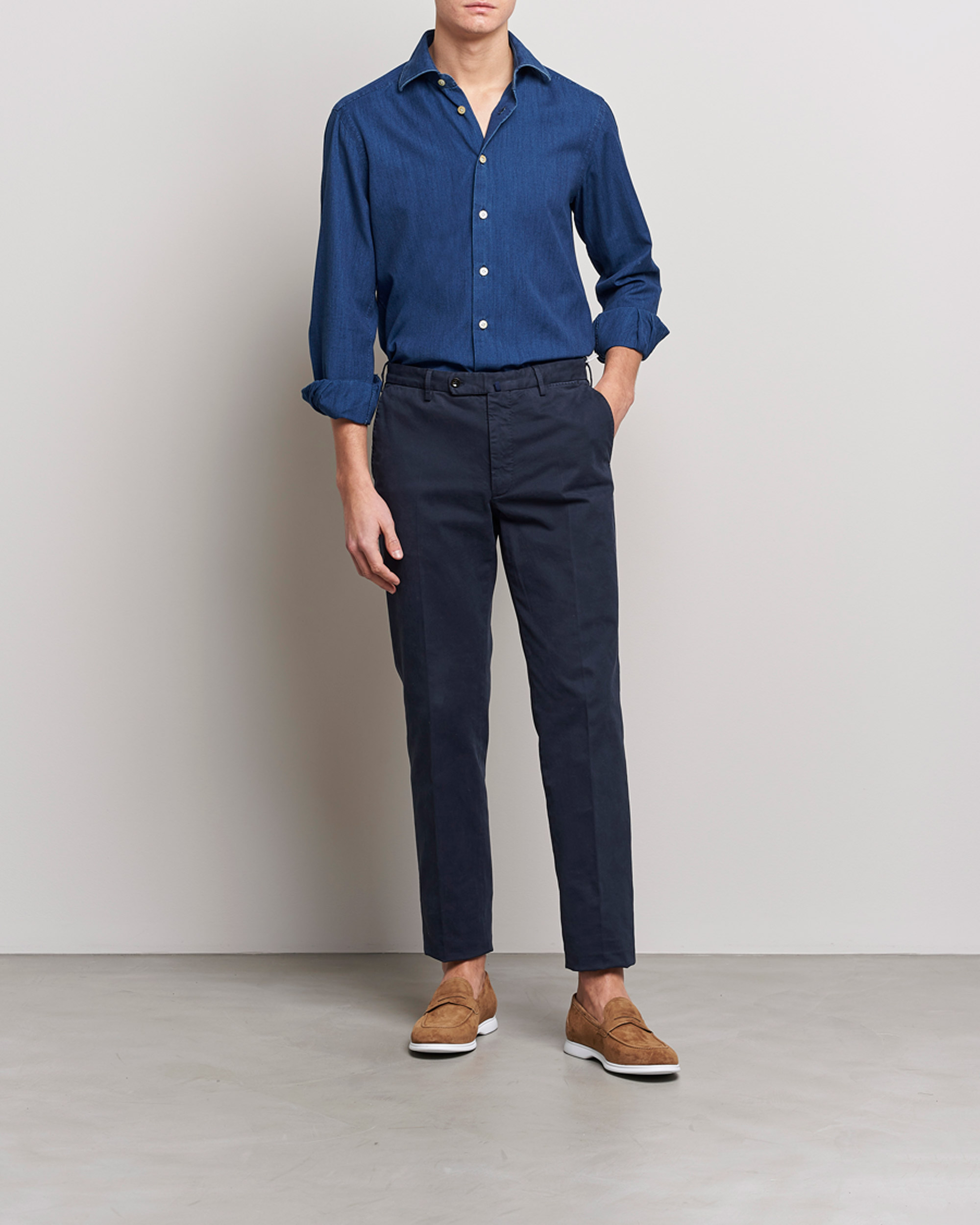 Herren | Hemden | Kiton | Denim Sport Shirt Indigo Blue
