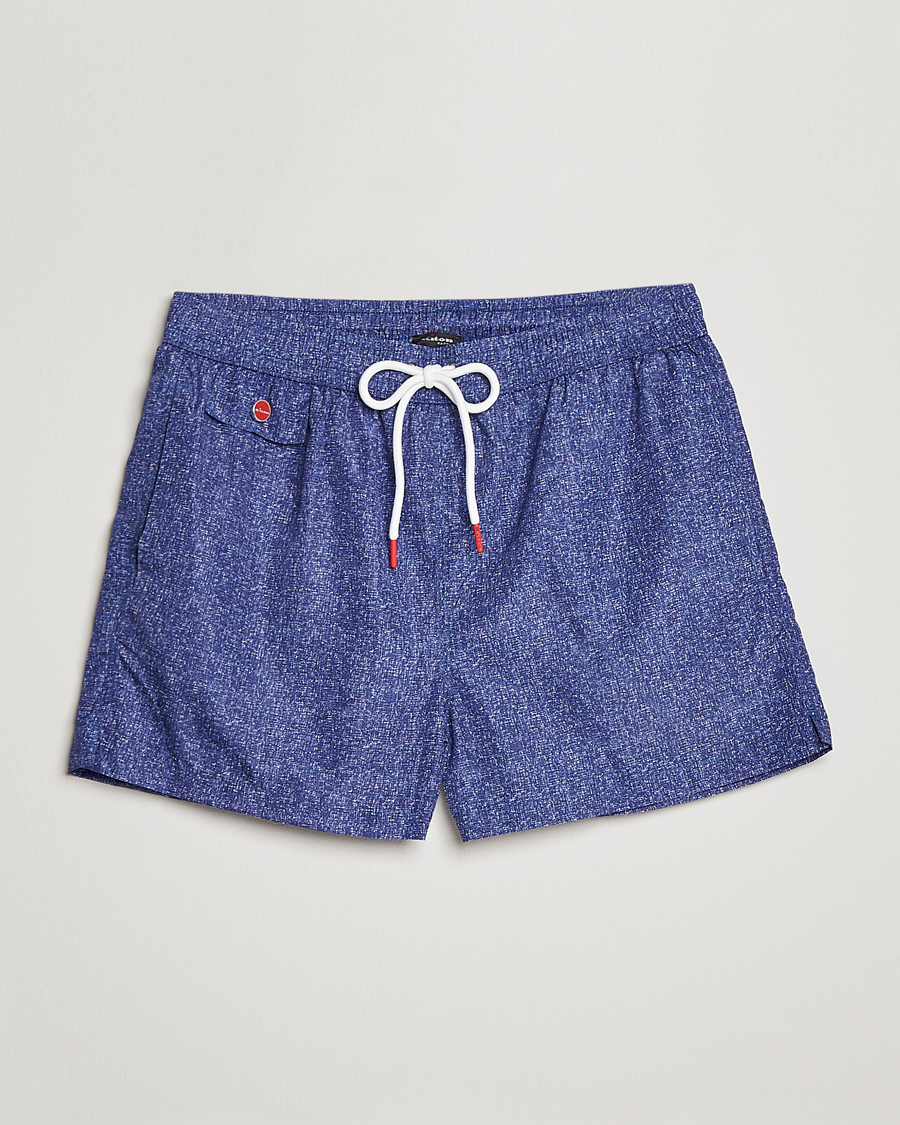 Herren | Badehosen | Kiton | Printed Swim Trunks Navy Melange