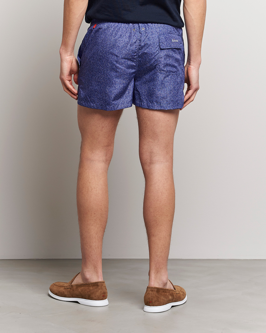 Herren | Badehosen | Kiton | Printed Swim Trunks Navy Melange