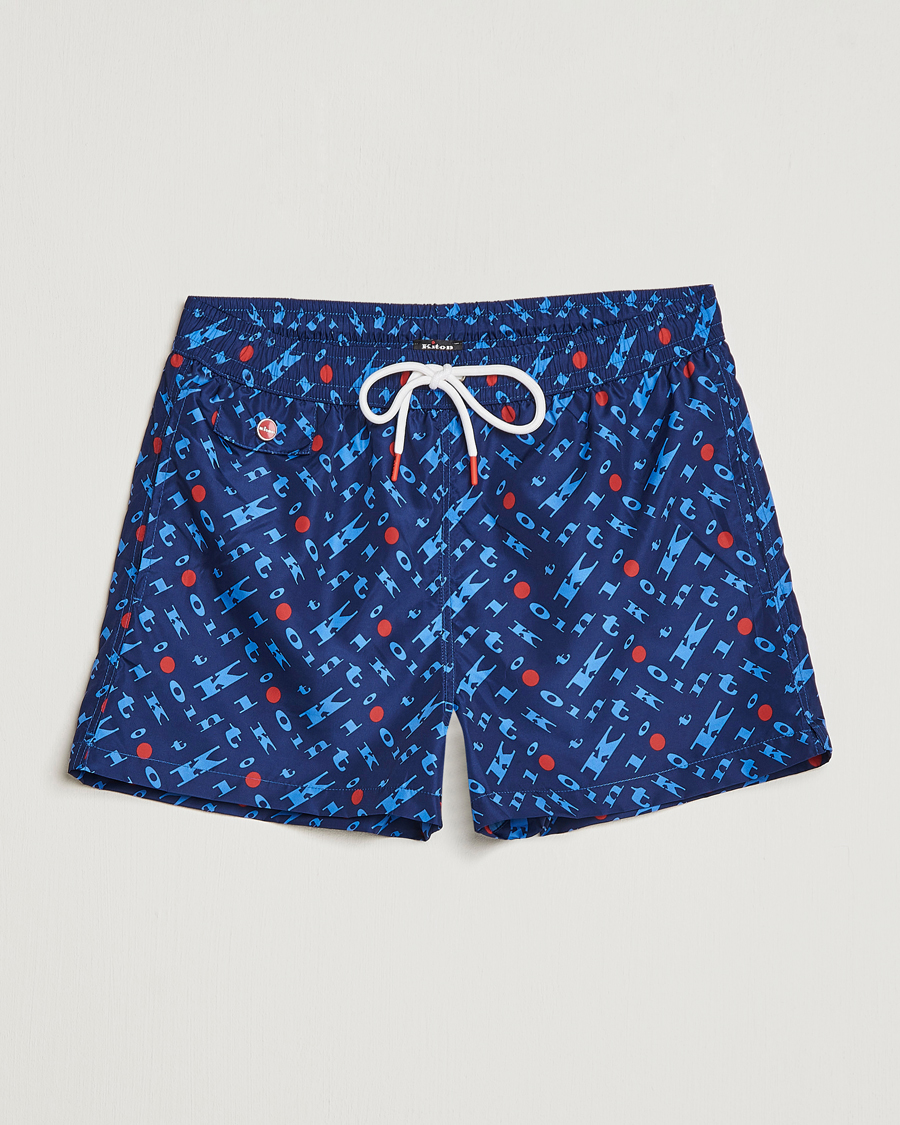 Herren | Badehosen | Kiton | Printed Swim Trunks Navy