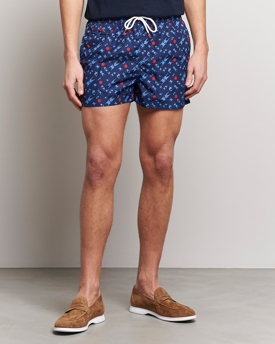 Herren | Badehosen | Kiton | Printed Swim Trunks Navy