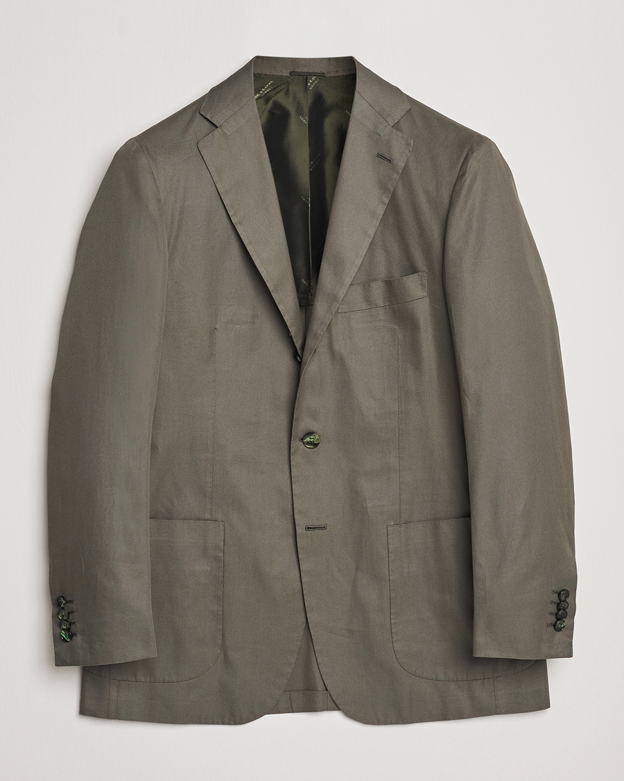 Herren | Sakkos | Kiton | Sea Island Cotton Blazer Olive Green