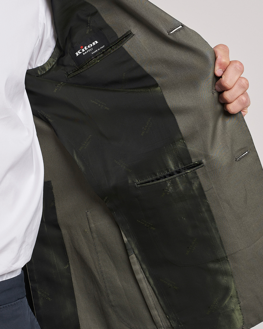 Herren | Sakkos | Kiton | Sea Island Cotton Blazer Olive Green